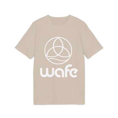 Wafe T-shirt Organic Cotton 100% beige unisex crew neck t-shirt with white Wafe logo graphic on front