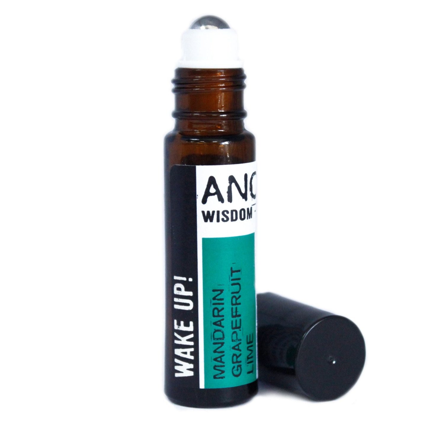 Wake-Up Roll-On Mischung ätherischer Öle – 10-ml-Roll-on-Flasche mit Etikett für eine Zitrusmischung aus Mandarine, Grapefruit und Limette