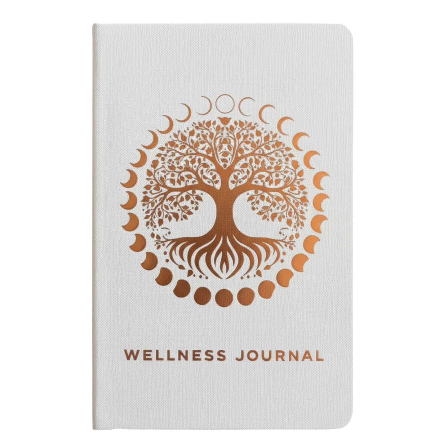 White Wellness Journal – 120 Pages – Rose Gold Tree of Life, cuaderno blanco con símbolo Árbol de la Vida en rose gold