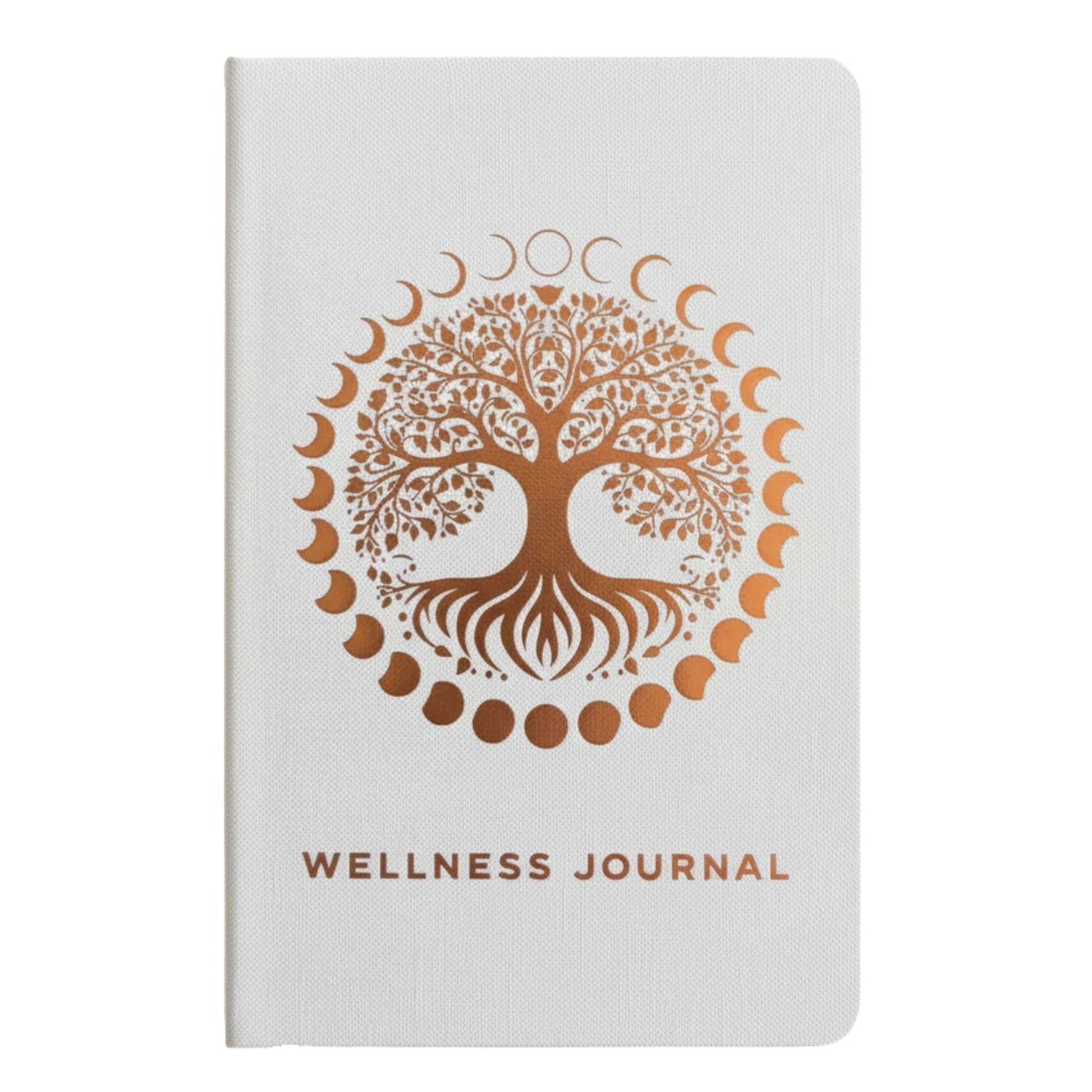 White Wellness Journal – 120 Pages – Rose Gold Tree of Life, cuaderno blanco con símbolo Árbol de la Vida en rose gold