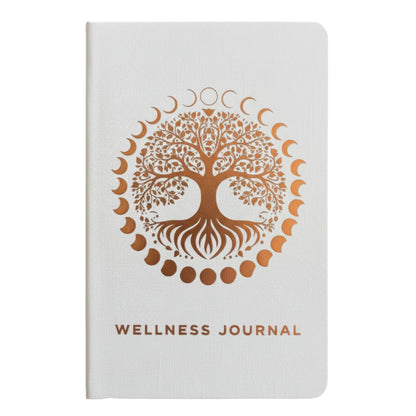 White Wellness Journal – 120 Pages – Rose Gold Tree of Life, cuaderno blanco con símbolo Árbol de la Vida en rose gold