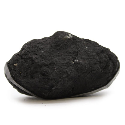 Yellow Black Rock Calcite Geode – 8.5x6 CM black rock exterior geode shell, natural calcite and selenite specimen