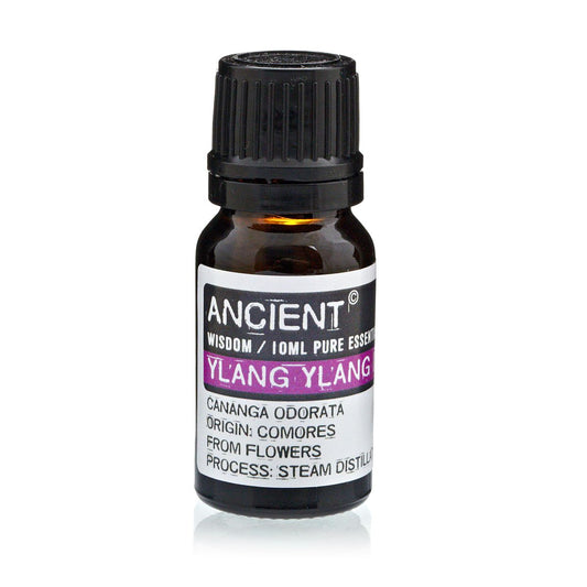 Alt Tag: Ylang Ylang III Essential Oil – 10ML botella de aceite esencial ylang ylang, 10 ml, etiqueta Ancient Wisdom