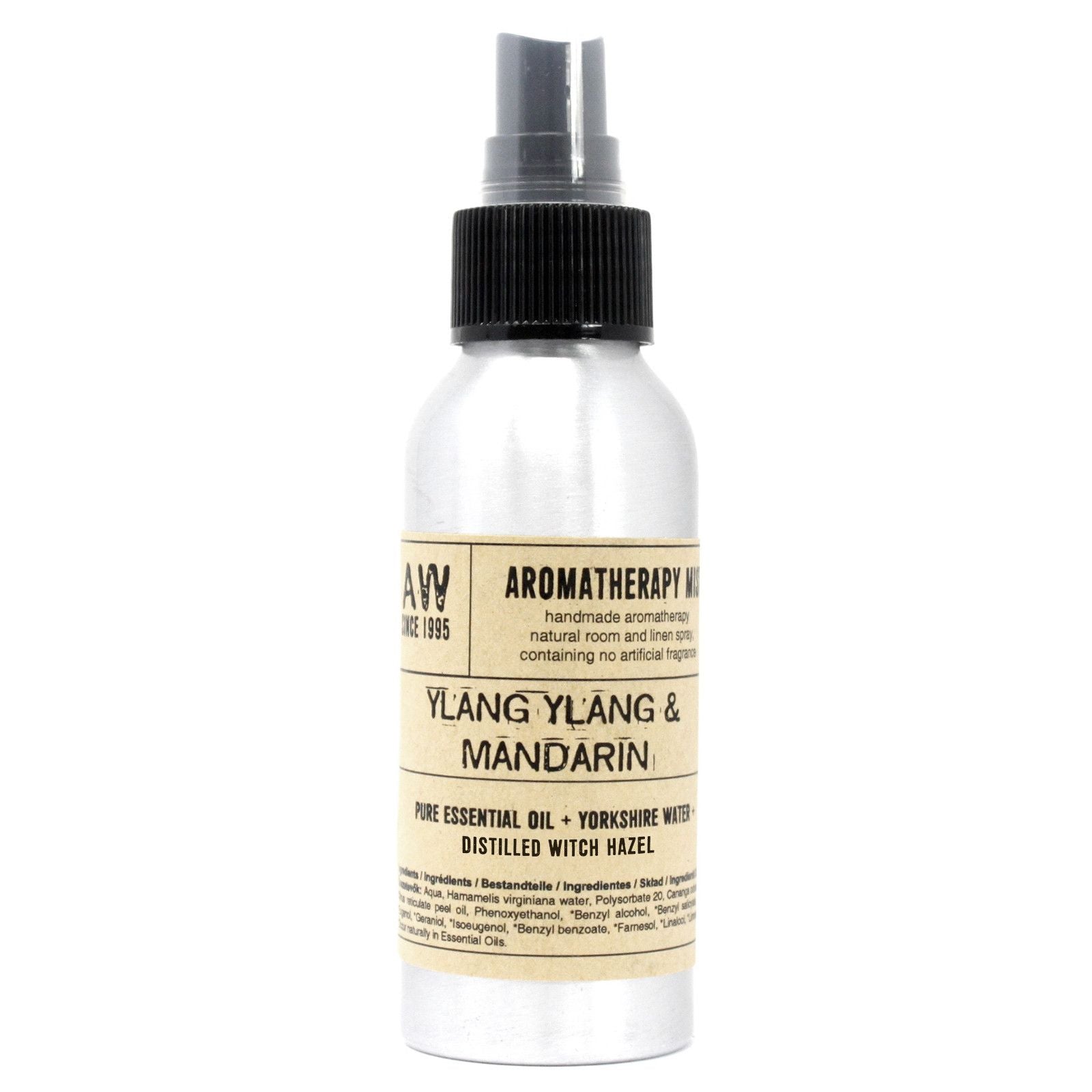 Ylang Ylang & Mandarins eteriska oljespray – aromaterapispray i 100 ml sprayflaska med svart pump