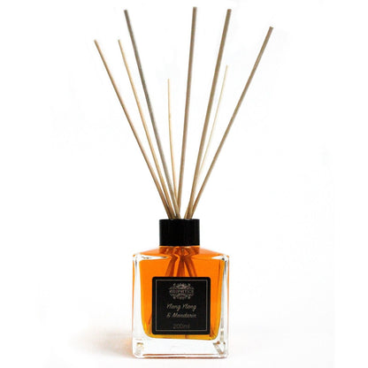 Ylang Ylang & Mandarin Doftpinnar – 200ML glasflaska med rottingpinnar och doft av eteriska oljor, 200 ml